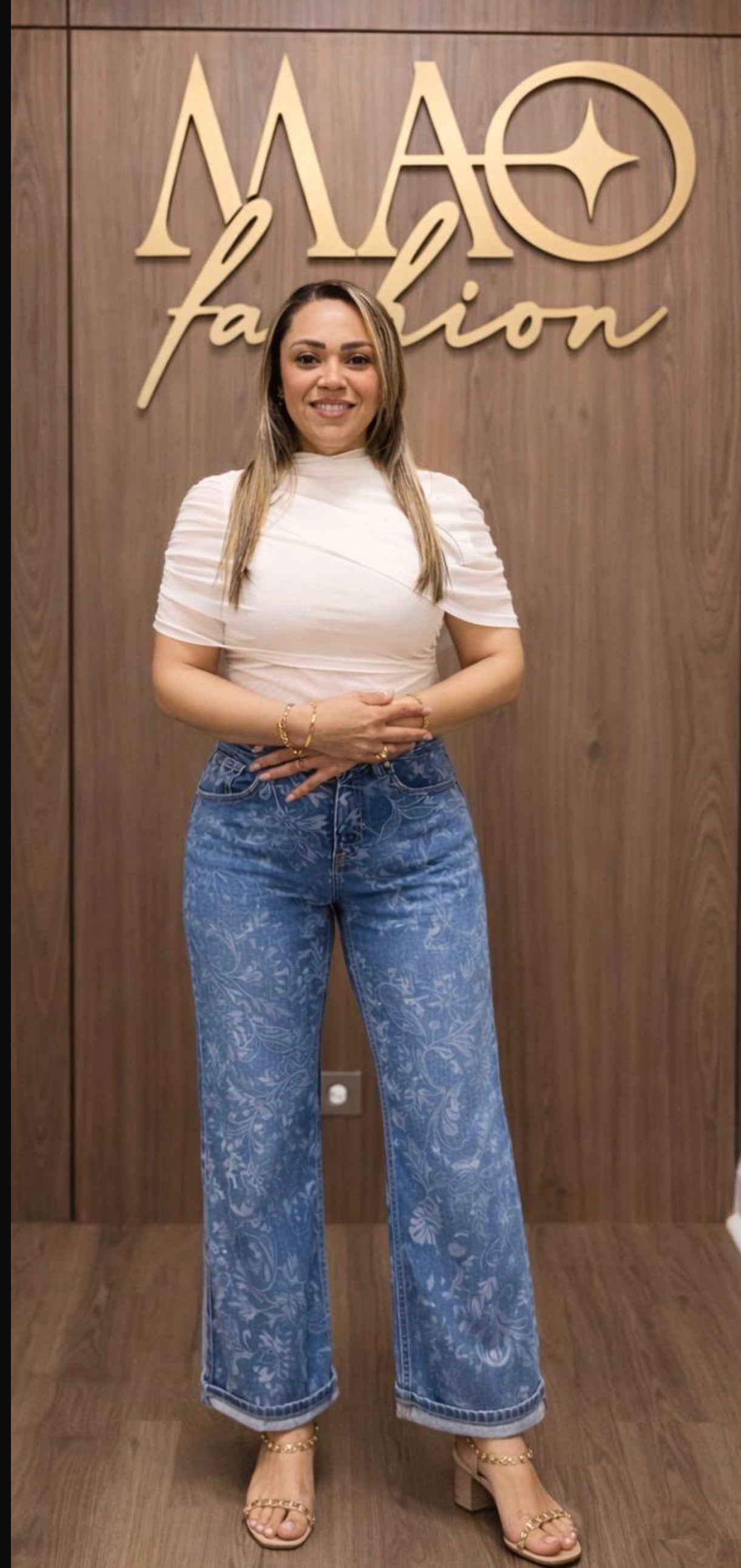 Jeans Flower embroidered Denim