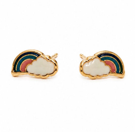 Rainbow Studs 18k Gold