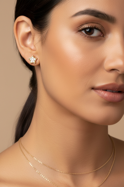 Stars stone  Italian 18k gold